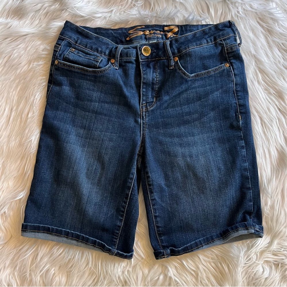 Seven7 Shorts Weekend Bermuda Womens Size 8 Dark Wash Denim 10” Inseam